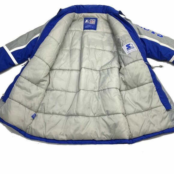 Dallas Cowboys Starter Parka Coat Medium NFL Football‎ Hood Spellout Zip Blue - Picture 11 of 12